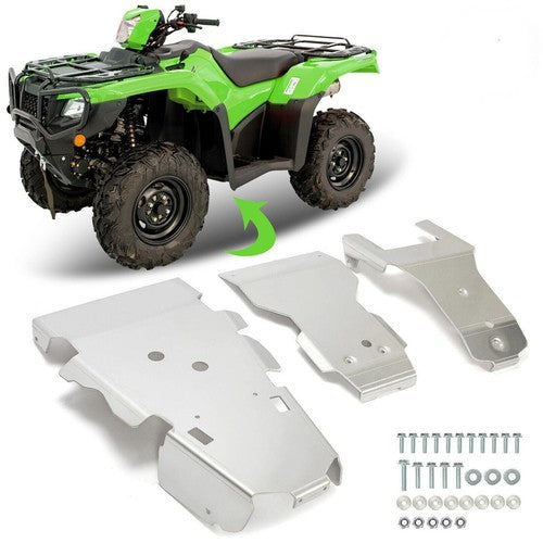 Solid Spare 3pc Skid Plate Aluminum Fit for Honda Rubicon IRS 500 2015-2019 & 520 2021
