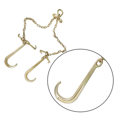 Solid Spare 5/16" G70 V-Chain Bridle w/ 15" Large J Hooks,T- Hook & J-Hook w/ Grab Hooks 3'