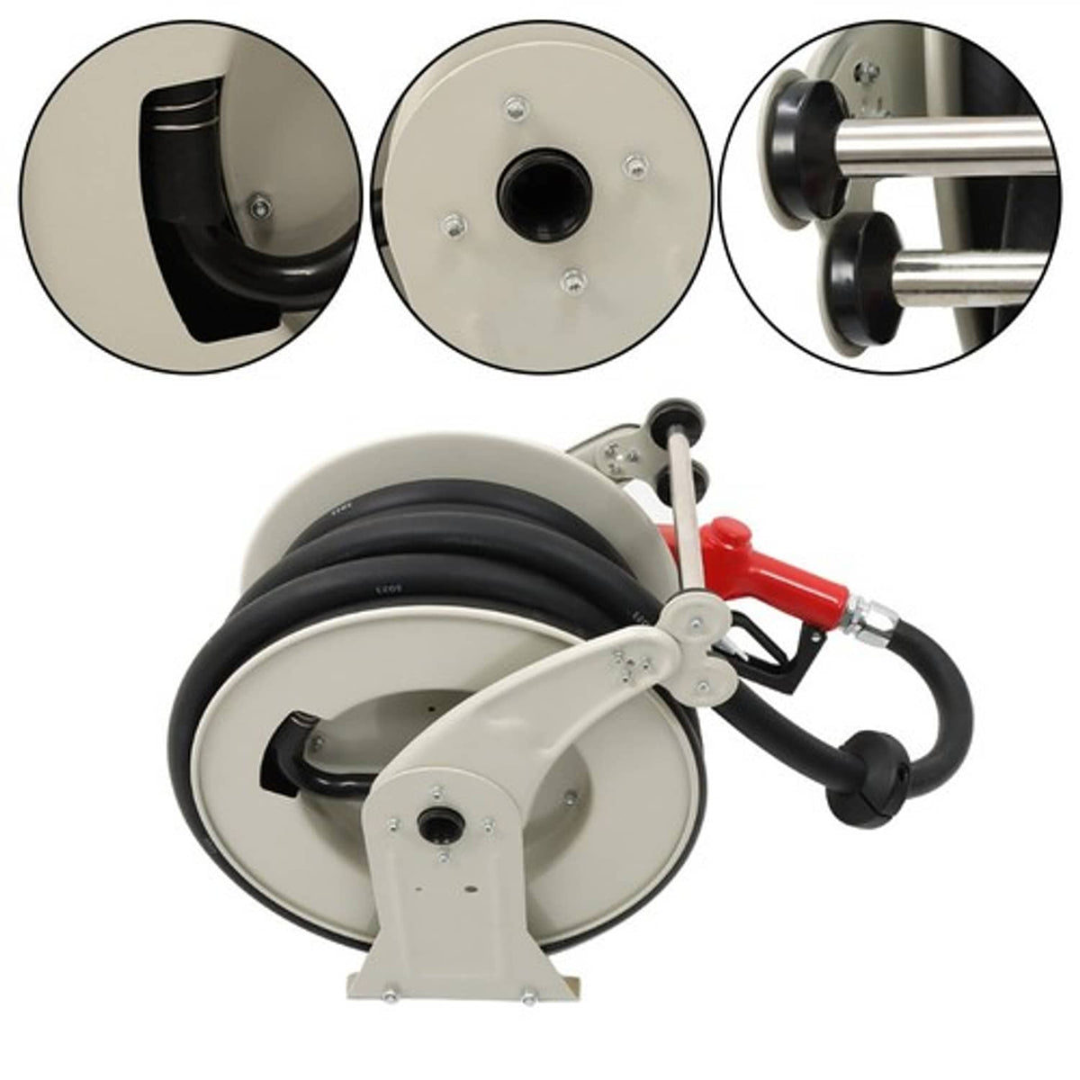 Solid Spare For Tank Truc 1"x 50FT Fuel Hose Reel 300 PSI Fuel Hose Reel with Fueling Nozzle