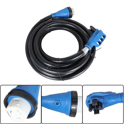 Solid Spare 50A 25FT RV Power Extension Cord W/ LED & Twist Lock Plug Inlet 125/250V