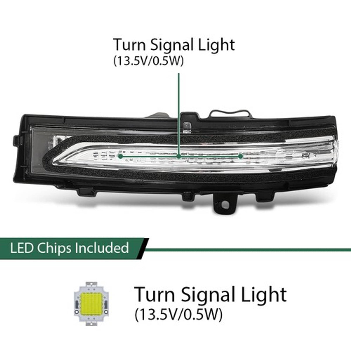 Solid Spare Door Mirror Turn Signal Light Left Fit For 2015-2021 Ford Edge FT4Z13B374A