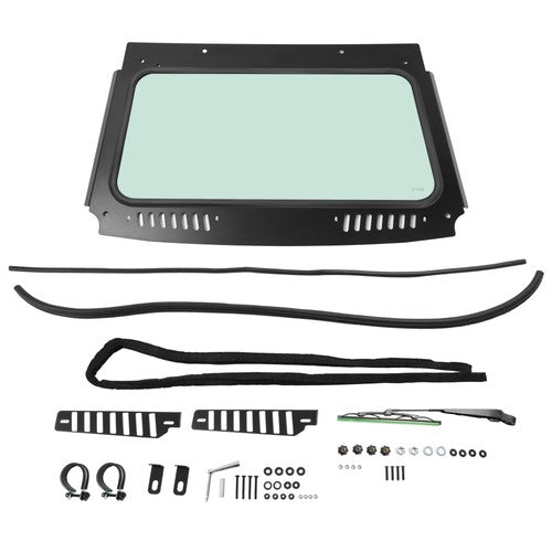 Solid Spare Front Windshield Glass Window w/Vent Wipers For Kawasaki Teryx KRX 1000 2020-26