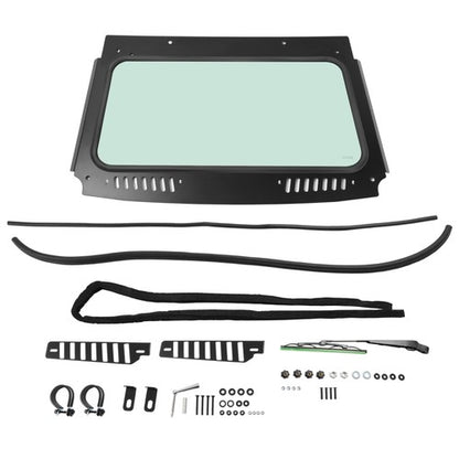 Solid Spare Front Windshield Glass Window w/Vent Wipers For Kawasaki Teryx KRX 1000 2020-26