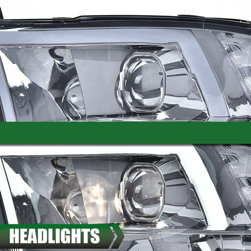 Solid Spare LED Tube Projector Headlights Smoked Fit For 2009-2018 Dodge Ram 1500 2500 3500