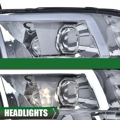Solid Spare LED Tube Projector Headlights Smoked Fit For 2009-2018 Dodge Ram 1500 2500 3500