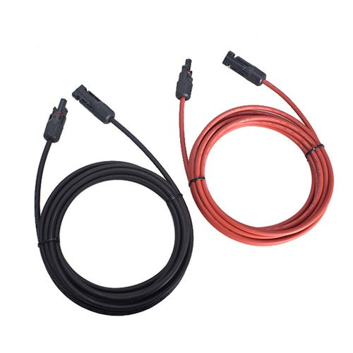 Solid Spare 1 Pair 12AWG 15ft Black+Red Solar Panel Extension Cable Wire Connector