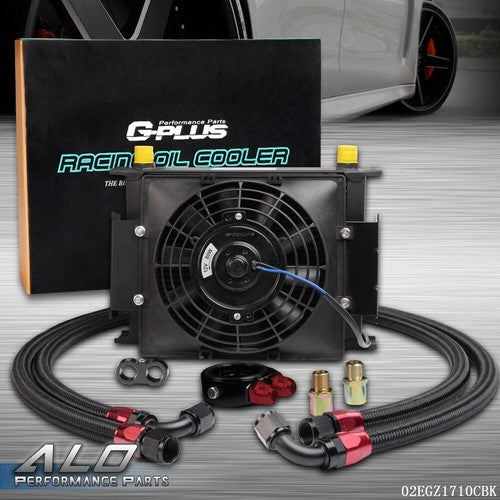 Solid Spare Universal Aluminum Transmission Engine Oil Cooler + 7" Cooling Fan 25 Row 10AN