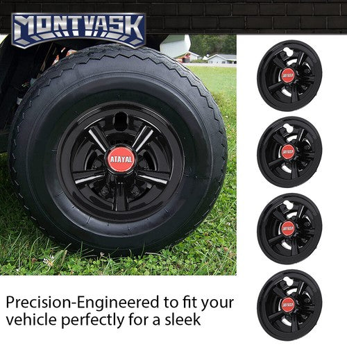 Solid Spare Golf Cart 8" Black Wheel Covers Fit For EZGO, Club Car, Yamaha- Universal