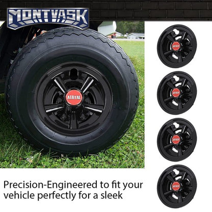 Solid Spare Golf Cart 8" Black Wheel Covers Fit For EZGO, Club Car, Yamaha- Universal