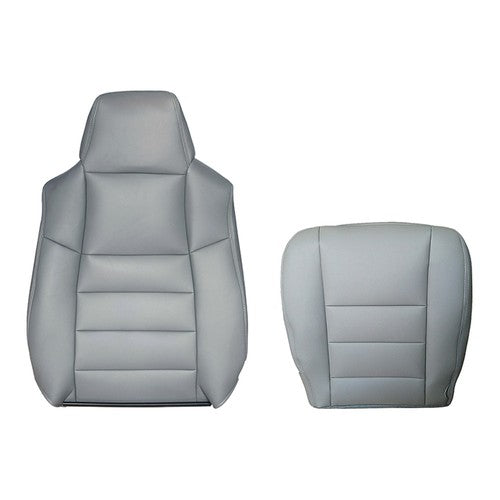 Driver Bottom & Top Perf Leather Seat Covers Gray For 2002 to 2007 Ford F-250