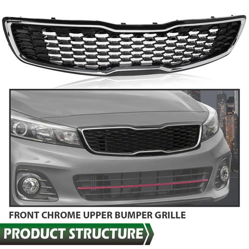 Solid Spare Fit For 2017-2018 Kia Forte5 Hatchback EX LX Front Bumper Upper Grille Grill