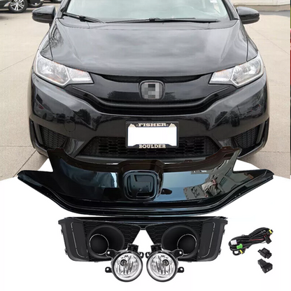 For 2015-2017 Honda Fit Jazz Front Bmuper Grille Grill & Fog Lights Lamps 5PCS