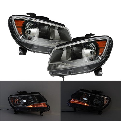 Solid Spare For Chevy Colorado 2015-2022 LH+RH Headlights Headlamps Clear Lens Halogen Black
