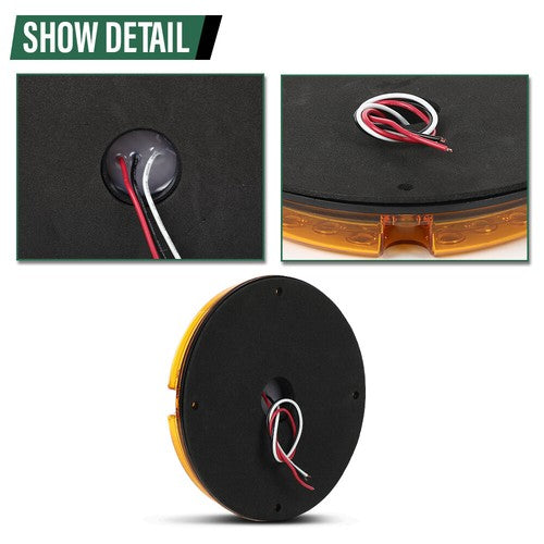 Solid Spare 2pcs Fit For Transit Vehicles Refuse Hauler 7" Round Amber 47-LED Tail Light