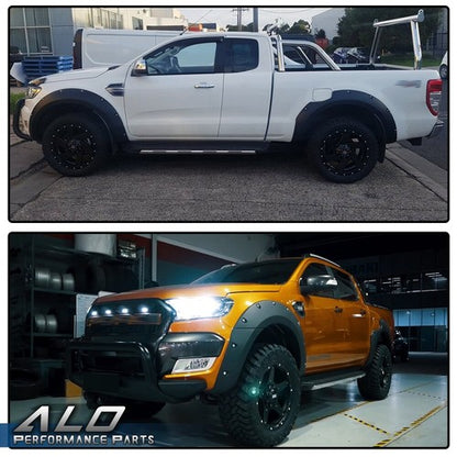 Solid Spare FIT FOR 11-18 FORD RANGER T6 POCKET STYLE FENDER FLARES SMOOTH BLACK 6Pcs