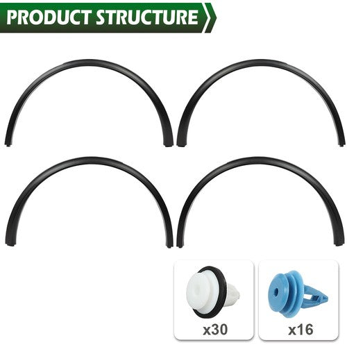 Solid Spare Fit For 21-24 Tesla Model Y Front+Rear Wide Body Wheel Molding Fender Flares
