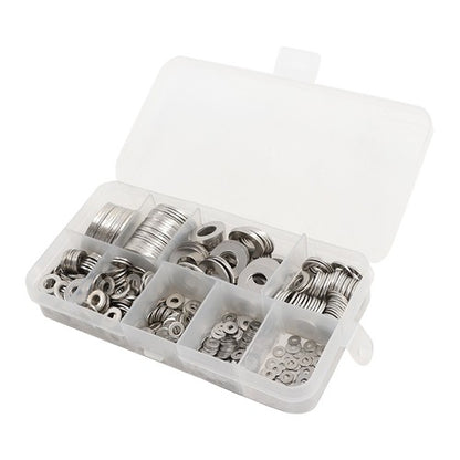Solid Spare Flat Washer 304 Stainless Steel Washers Assortment Set Value Kit 600 Pieces Set