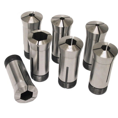 Solid Spare 7PC 5C Hex. Collet Set 1/4", 5/16", 3/8", 1/2", 5/8", 3/4", 7/8" 0.0006TIR