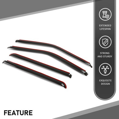 Solid Spare Fit For 15-24 Ford F150 SuperCrew Window Visor In Channel Rain Guards Vent Shade