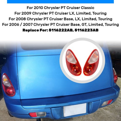 Solid Spare For 2006-2010 Chrysler PT Cruiser Tail Lights Left Side & Right Side w/ Bulb(s)