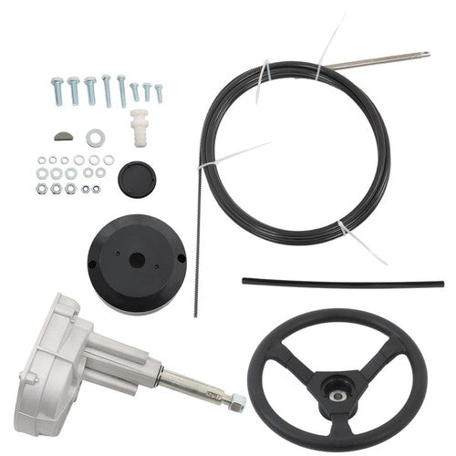 Solid Spare 17 Feet Boat Rotary Steering System Outboard Kit SS13217 Marine With 12.4" Wheel