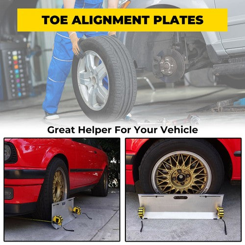 Solid Spare Wheel Alignment Tool Toe Plates 2 Tape Measures w/Magnets Camber Caster Toe