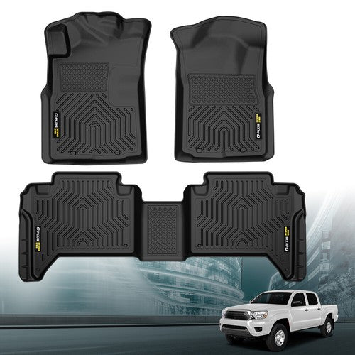 Solid Spare TPE Floor Mats Fit For 2005-2015 Toyota Tacoma Double Cab All Weather Liners