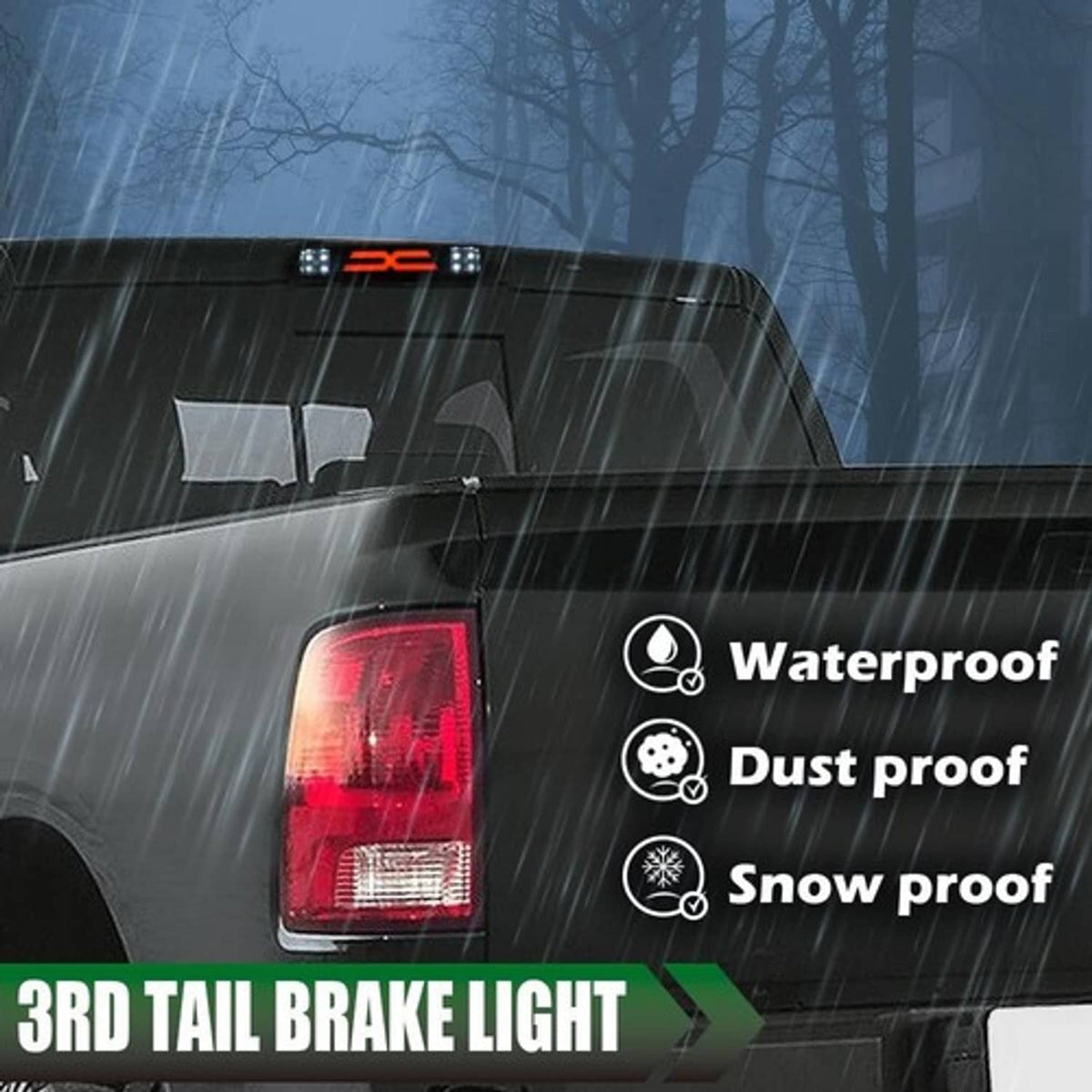 Solid Spare Fit For 1999-2016 Ford F250 F350 Super Duty LED 3rd Brake Light Cargo Lamp Black