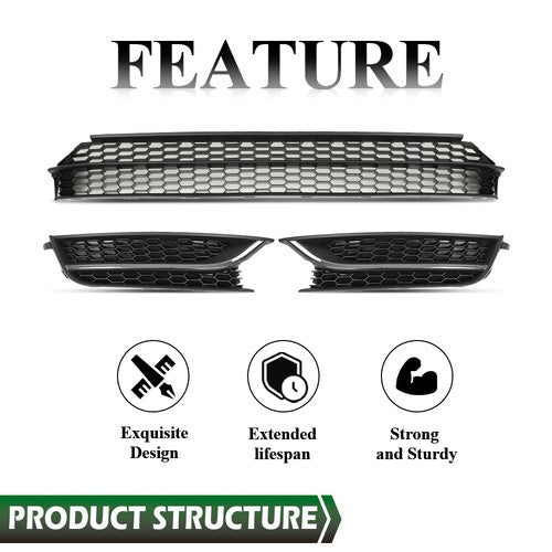 Solid Spare Fit For 2012-2015 VW Passat Front Bumper Lower Grille Grill Fog Light Cover