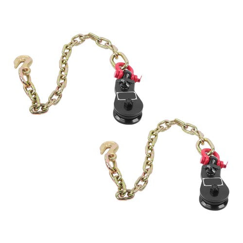 Solid Spare 2 Pcs Chained Pulley 2 Ton G70 Snatch Block 2 FT Tow Chain for 3/8" Wire Rope