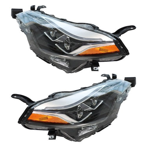 Solid Spare LH+RH Side Pair Headlight Lamps Front Black Halogen For Toyota Corolla 2017-2019