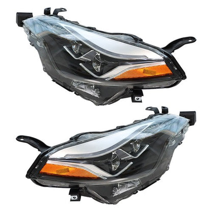 Solid Spare LH+RH Side Pair Headlight Lamps Front Black Halogen For Toyota Corolla 2017-2019