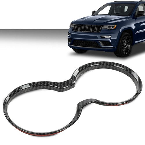 Solid Spare Fit For 11-21 Jeep Grand Cherokee Carbon Look Gear Shift Cup Holder Cover Trim
