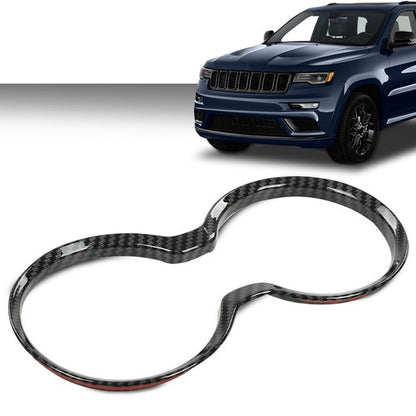 Solid Spare Fit For 11-21 Jeep Grand Cherokee Carbon Look Gear Shift Cup Holder Cover Trim