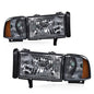 Solid Spare Amber Corner Smoke Headlights Assembly Fit For 94-02 Dodge Ram 1500 2500 3500