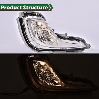Solid Spare Fit For 2012-2017 Hyundai Accent Clear Bumper Fog Lights w/ Bulbs+Wiring+Switch
