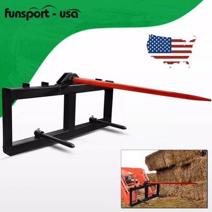 Solid Spare Skid Steer 49" Hay Bale Spear Attachment Heavy Duty Tractor Bale Handling Hitch