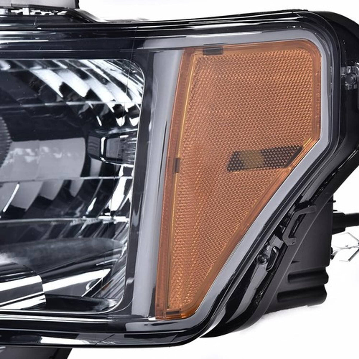 Solid Spare Fit For 2009-2014 Ford F150 Left+Right Smoke Lens Amber Corner Headlights