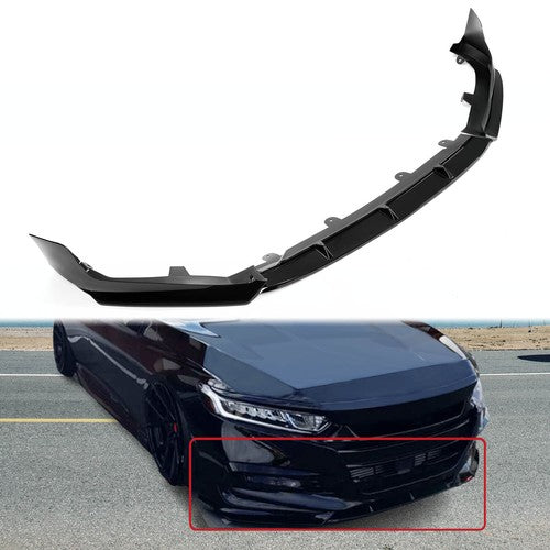 Solid Spare Front Bumper Lip Spoiler Splitter For 18-20 Honda Accord Sport Glossy Black