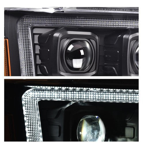 Solid Spare Fit For 07-14 Chevy Avalanche Tahoe Suburban Dual LED Projector Headlights Black