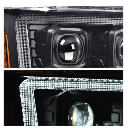 Solid Spare Fit For 07-14 Chevy Avalanche Tahoe Suburban Dual LED Projector Headlights Black