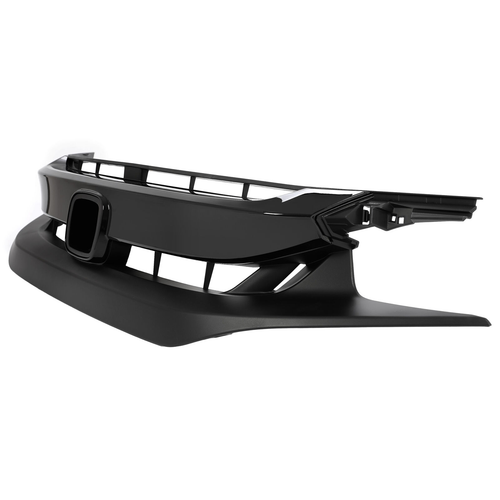 Fit 2019-21 Honda Civic Sedan Matte Mesh Front Bumper Glossy Black Grille Grill