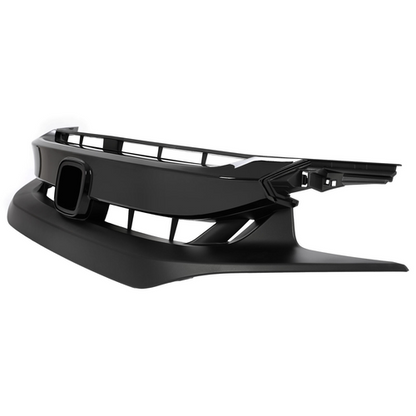 Fit 2019-21 Honda Civic Sedan Matte Mesh Front Bumper Glossy Black Grille Grill