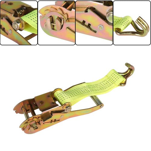 Solid Spare 8-Pcs 2" x 15 Ft Ratchet Straps With J Hook 5000 Lbs Heavy Duty Tie Downs
