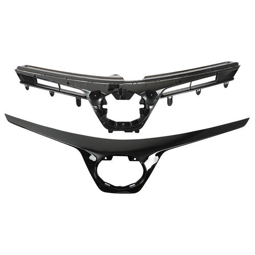 Solid Spare Painted Front Upper Grille Plastic Black NEW For Toyota Corolla SE XSE 2017-2019