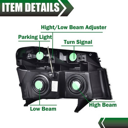 Solid Spare Fit For 2004-2012 Chevy Colorado GMC Canyon Clear Lens Chrome Headlights 4pcs