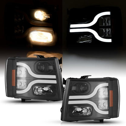 Solid Spare For 2007-2013 Chevy Silverado 1500 2500 3500 HD Projector Headlights Lamp LED