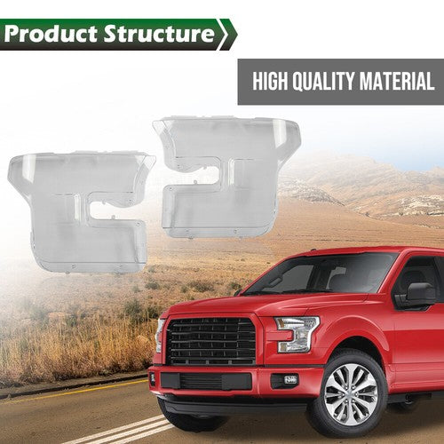 Solid Spare Fit For 15-17 Ford F-150 F150 Left+Right Headlight Replacement Lens Clear