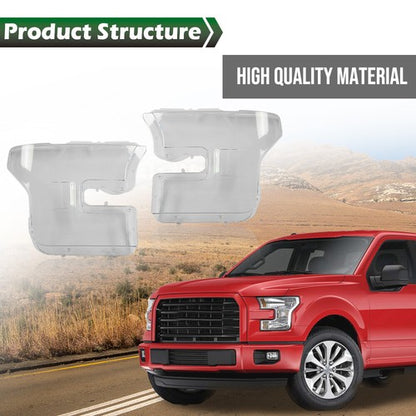 Solid Spare Fit For 15-17 Ford F-150 F150 Left+Right Headlight Replacement Lens Clear