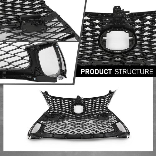 Solid Spare Front Bumper Grille Grill Fit For 16-17 Lexus GS200t 16-18 GS450h 16-20 GS350